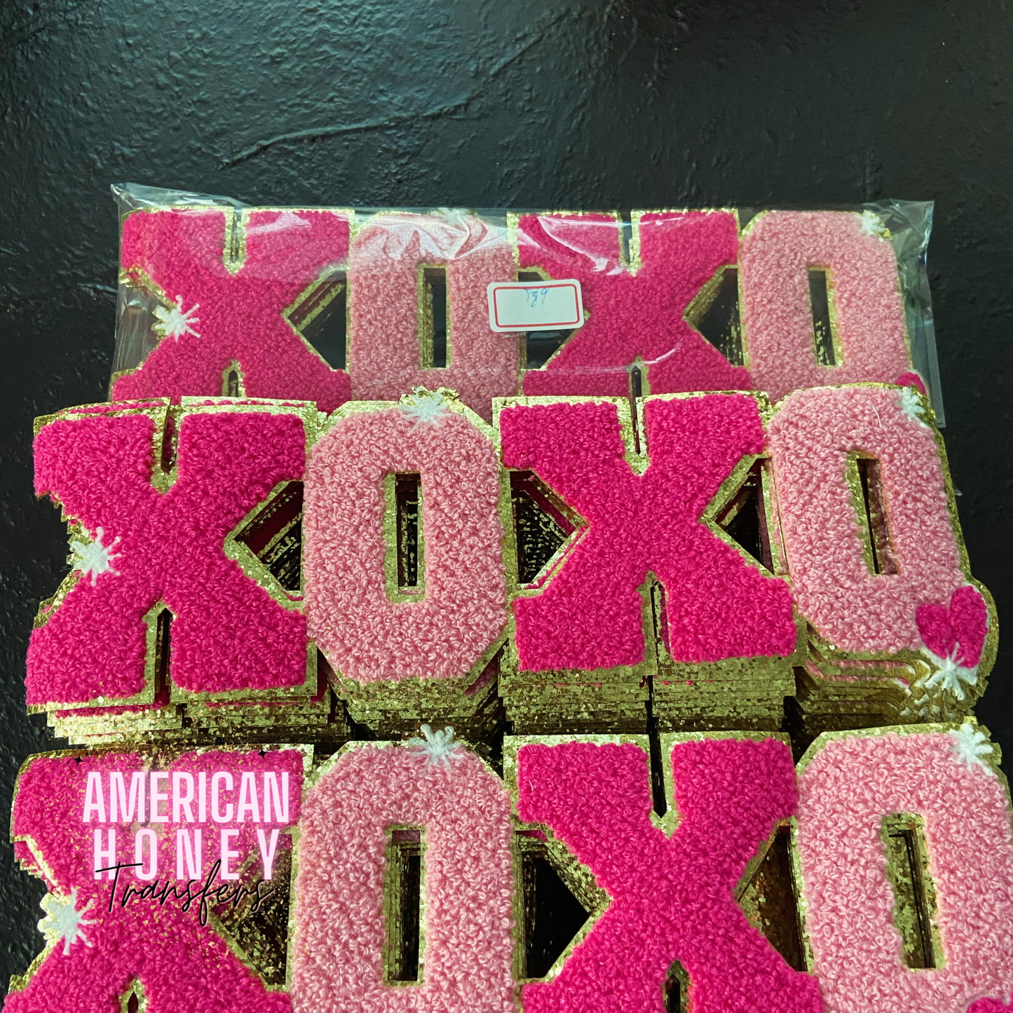 HOT PINK XOXO VALENTINE'S CHENILLE PATCH