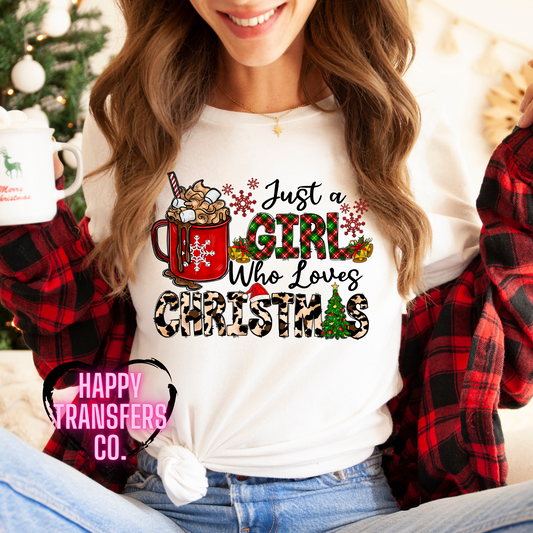 JUST A GIRL WHO LOVES CHRISTMAS (THIN MATTE CLEAR FILM SCREEN PRINT)