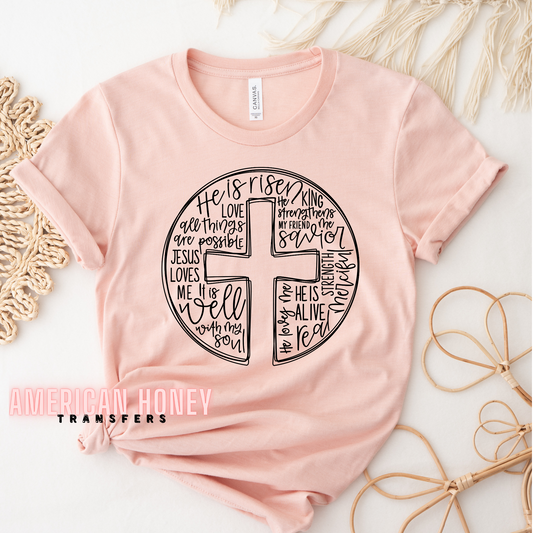 HE IS RISEN CROSS AFFIRMATIONS (SCREEN PRINT)