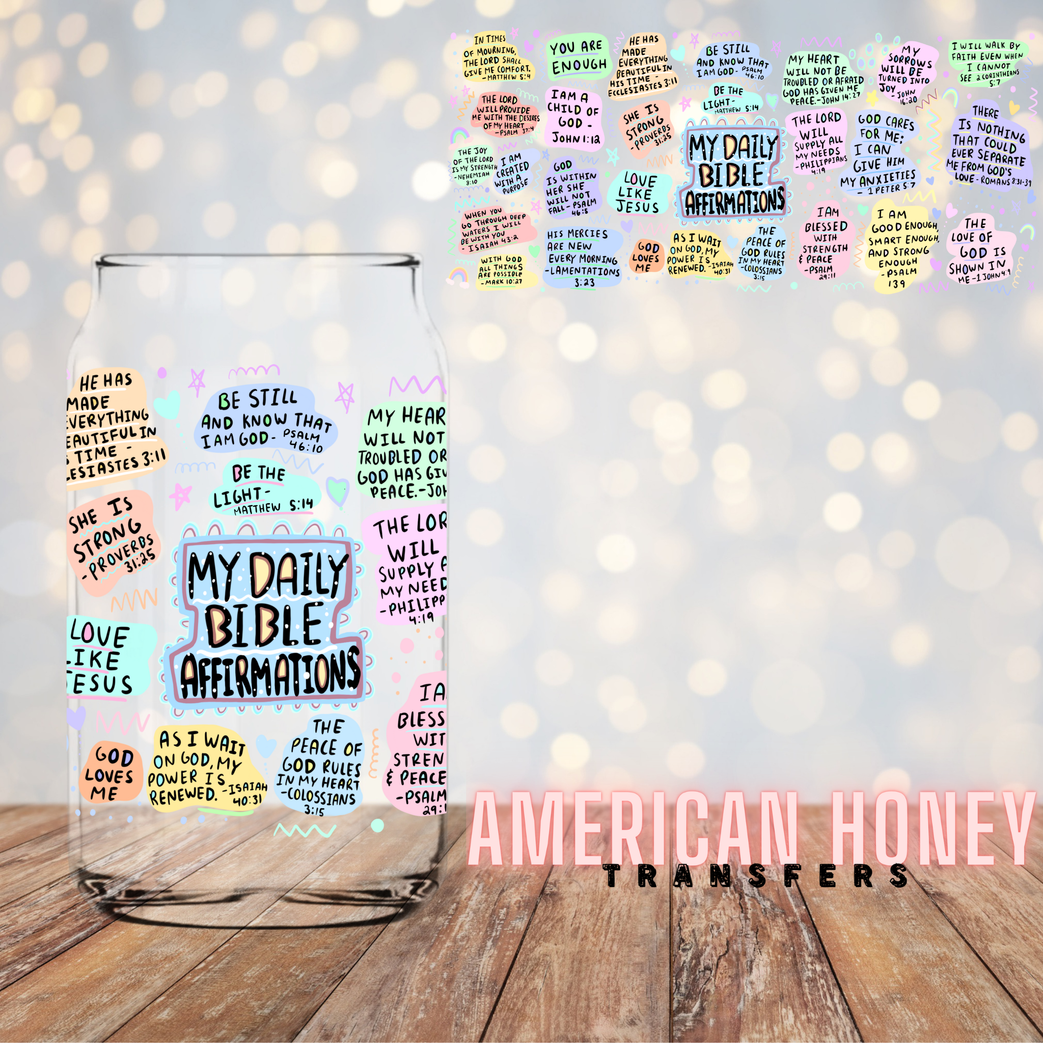 BIBLE AFFIRMATIONS - 16 OZ. PREMIUM UV DTF CUP WRAP – American